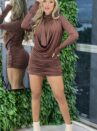 vestido manga longa miranda marrom