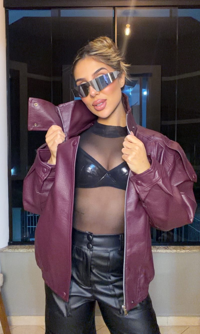 jaqueta courino bomber bordo