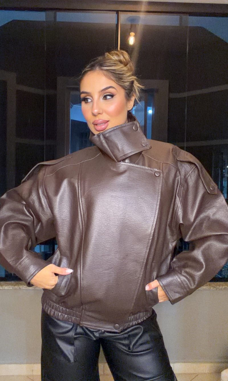 jaqueta courino bomber marrom